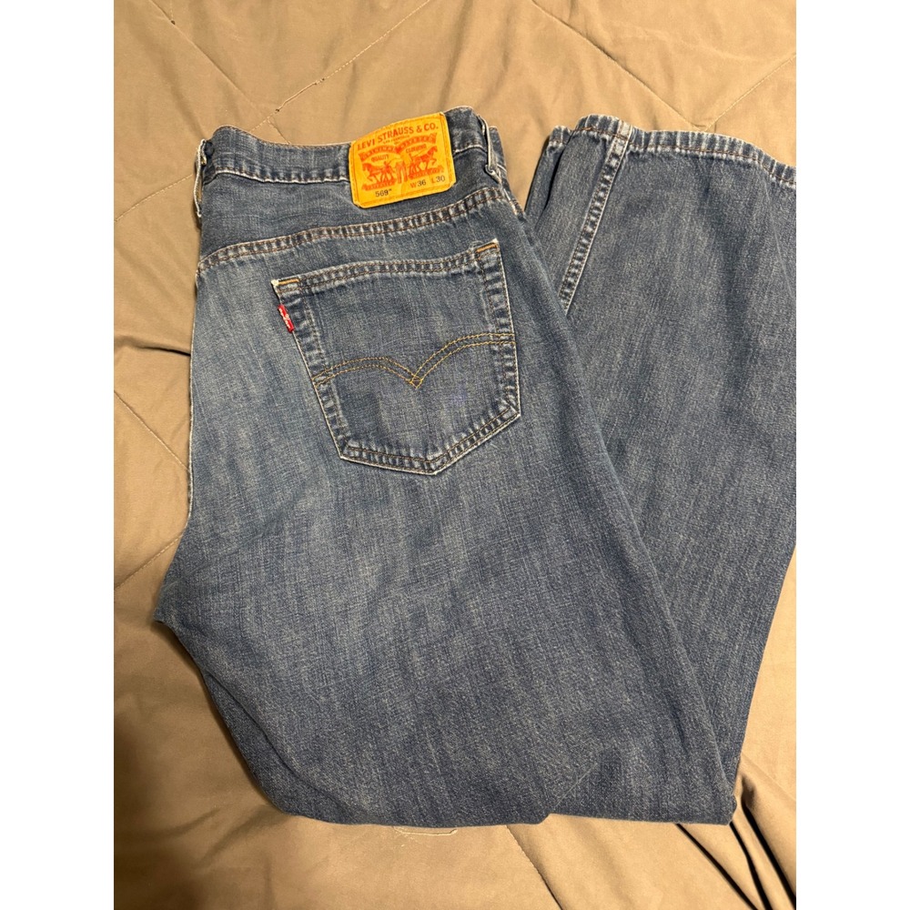 Levis 569 Loose Straight Jeans Mens 36x30 Medium Wash Blue Denim 00569-0127